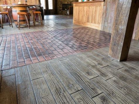 A Combination Of Brick And Board Plank Stamped Concrete Was Used As