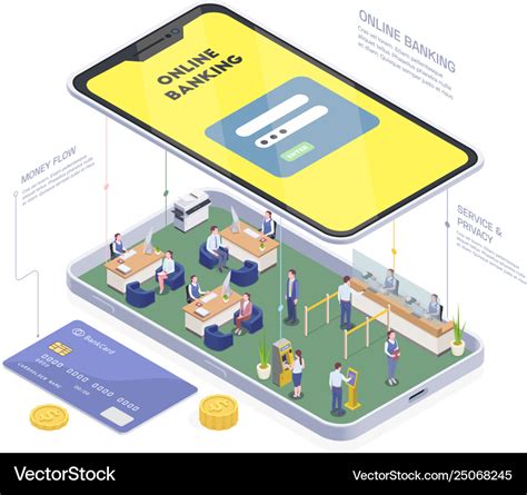 Smart Banking Isometric Composition Royalty Free Vector