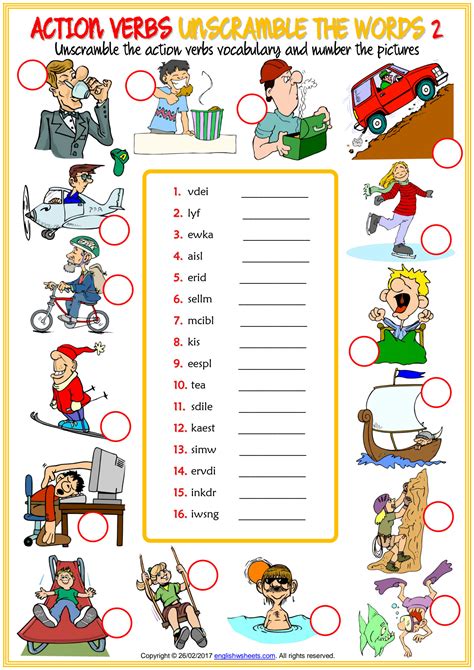 Solution Action Verbs Vocabulary Esl Unscramble The Words Worksheets