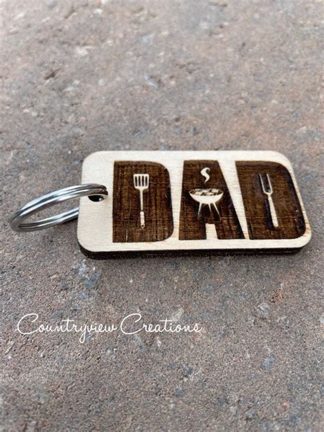 Fathers Day Keychainwooden Engraved Tt For Etsy