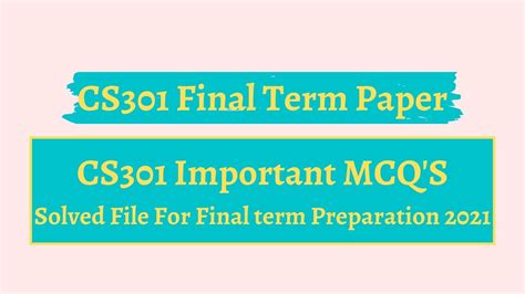 Cs Final Term Preparation Fall Cs Important Mcqs Solved