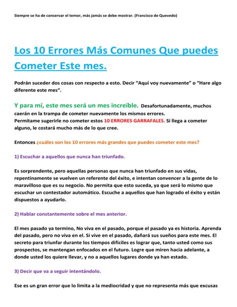 Los Errores M S Comunes Que Puedes Cometer