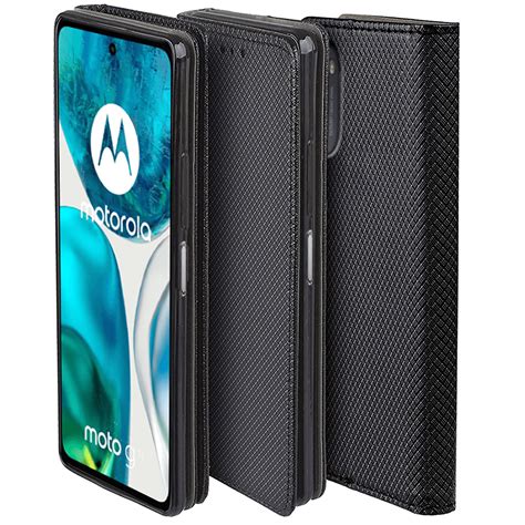 etui do motorola moto g52 czarne zamykane szkło