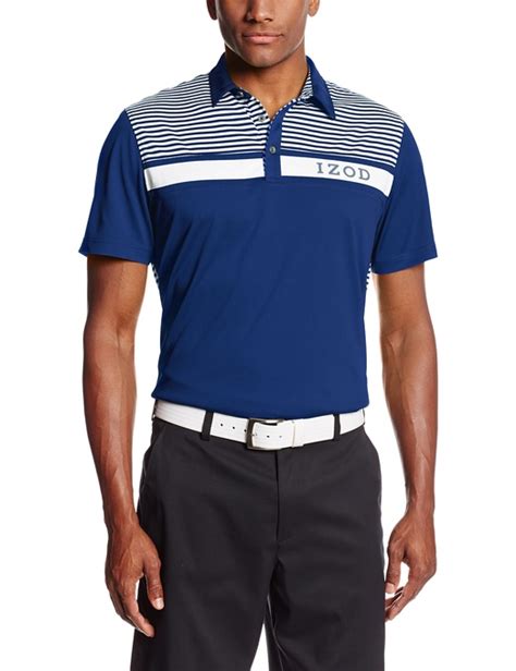 IZOD Mens Chest Striped Pieced Golf Logo Polo Shirts