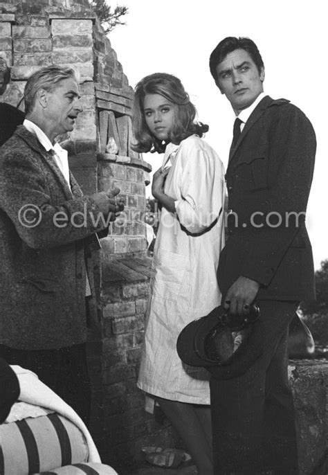 Jane Fonda Alain Delon And Director Ren Cl Ment On The Film Set Of