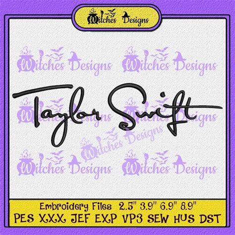 the label for taylor swift's embroidery designs, which includes purple ...