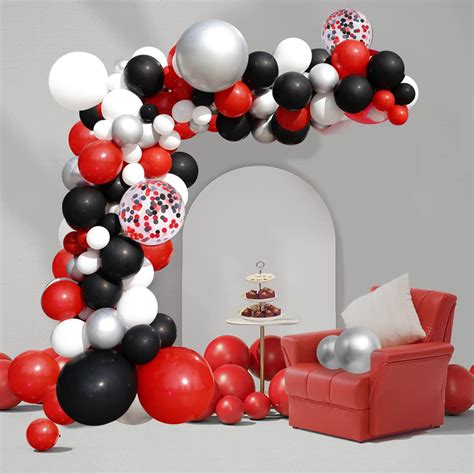 Red Black White Balloons Garland Arch Kit Graduation Party Balloon