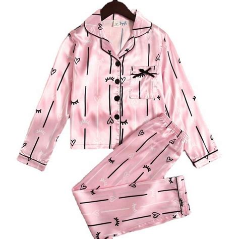 Ajziojiro Girls Satin Pajama Set Silk Pjs Short Sleeve Button Down