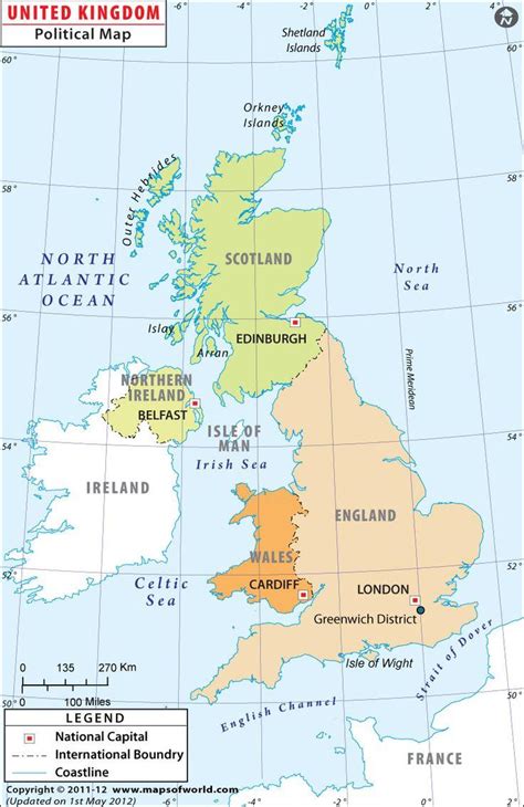 Map of UK countries - Map of UK countries and capitals (Northern Europe ...