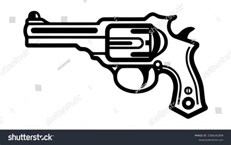 Gun Revolver Icon Vintage Pistol Silhouette Stock Vector (Royalty Free ...