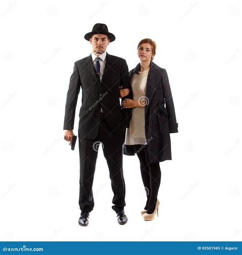 Young mafia couple stock image. Image of godfather, firearm - 83501945