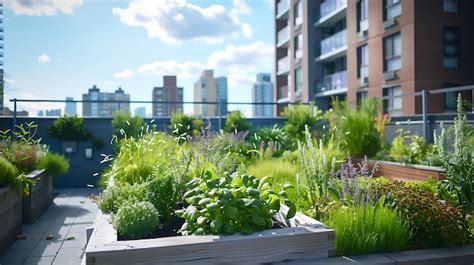 Premium Photo A Lush Rooftop Garden In An Urban Setting The Garden Is