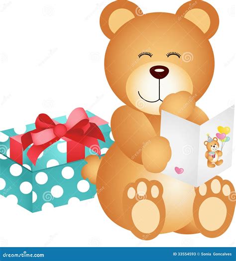 Teddy Bear With Birthday Card And T Stock Photos Image 33554593