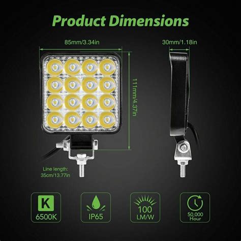 10x 48W 16 LED Work Light Truck Off Road Tractor Flood Lights 12V 24V