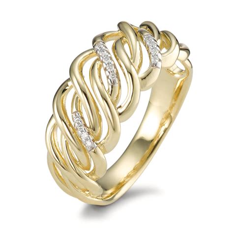 Rhomberg Schmuck Fingerring 375 9 K Gelbgold Diamant 0 04 Ct 13