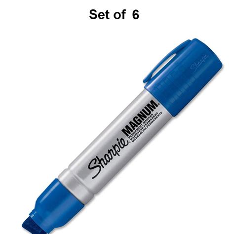 6 Sharpie Magnum Permanent Blue Marker Felt Chisel Tip Industrial