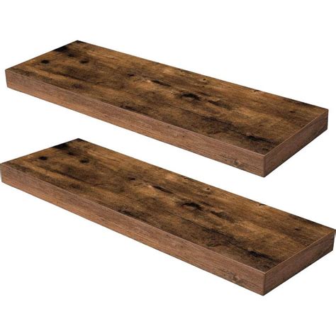 Cubilan In W X In D Rustic Brown Decorative Wall Shelf