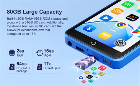 Fanvace 80GB MP3 Player With Bluetooth WiFi 2000mAh MP4 Player With 4