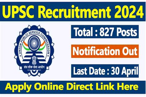 UPSC CMS Recruitment 2024 Notification OUT 827 Combined Medical