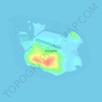 Yam Island topographic map, elevation, terrain