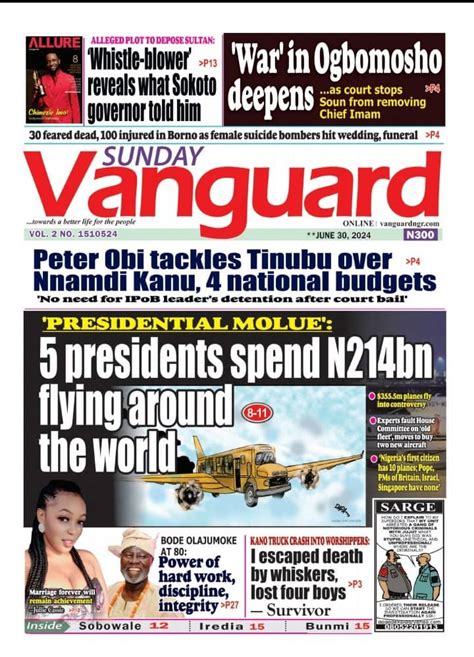 Nigerian Newspapers Daily Front Pages Review Sunday 30th June 2024