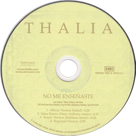 Car Tula Cd De Thalia No Me Ense Aste Cd Single Portada