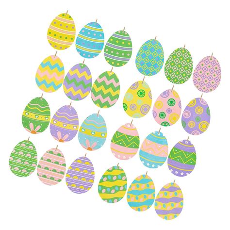 24x Easter Wooden Tree Ornaments Wood Easter Egg Cutouts For Spring