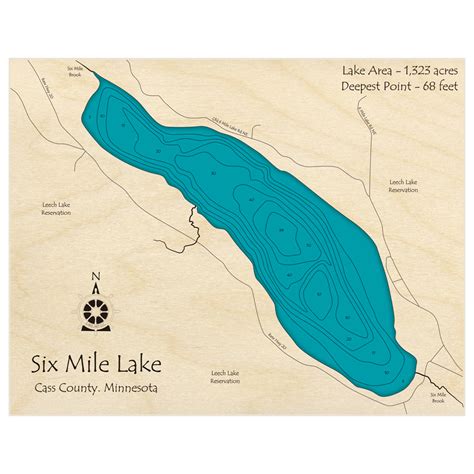 Six Mile Lake 3d Custom Wood Map Lake Art Llc