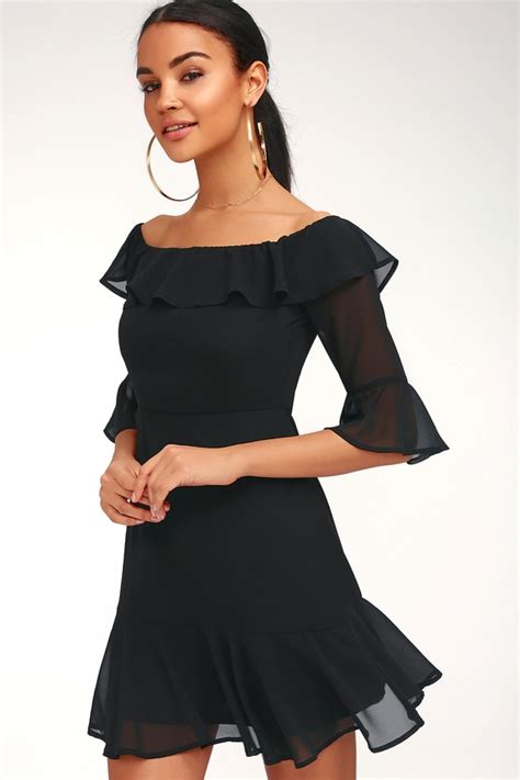 Sexy Black Dress Ruffle Dress Mini Dress Lbd Lulus