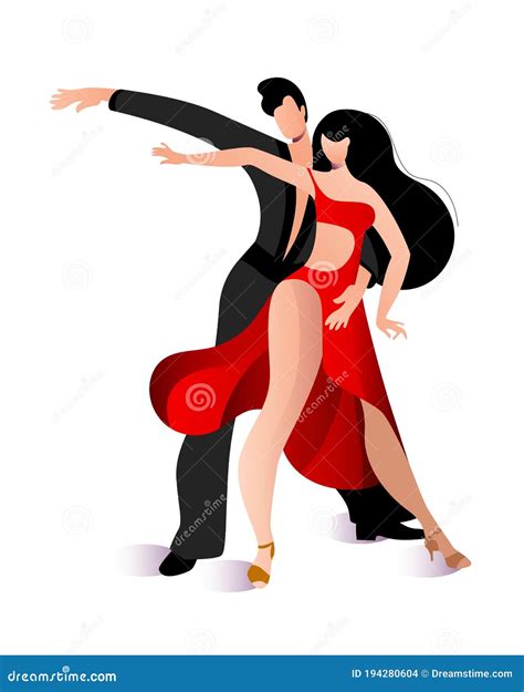 Beautiful Couple Dancing Latin American Dance Of Rumba Stock Vector