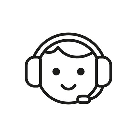 Call Center Line Art Icon Customer Support Service Symbol Face With