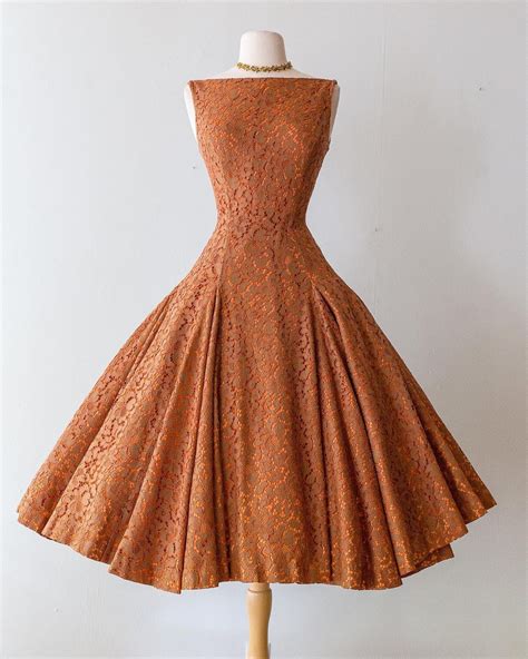 X T A B A Y On Instagram “sold 🍂1950s Autumn Leaves 🍁 Lace Party Dress With 🍂massive Godet🍁