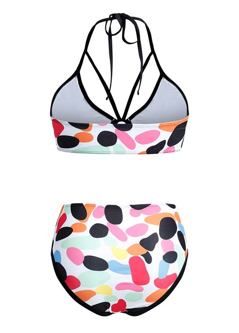 Rainbow Color Polka Dot High Waist Bikini Set Modlily USD 31 98