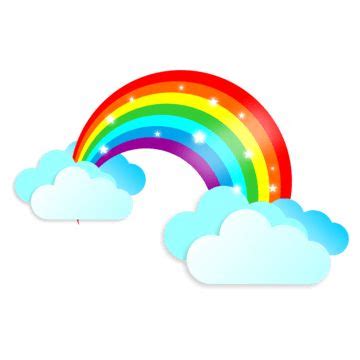 a rainbow and some clouds on a white background