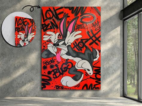 Pop Art Bugs Bunny Art Cartoon Wall Art Banksy Bugs Bunny Etsy