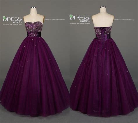 Plum Purple A Line Beading Prom Dresssweetheart Rhinestones Sequins Quinceanera Dressparty