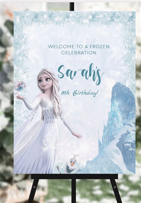 Frozen Birthday Welcome Sign. White Theme. Editable and - Etsy