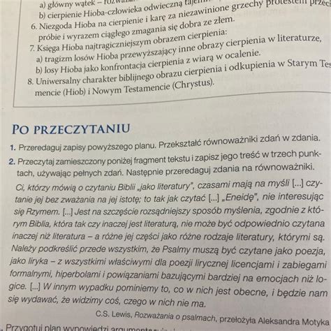 Przeczytaj Zamieszczony Poni Ej Fragment Tekstu I Zapisz Jego Tre W