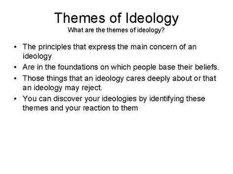 Constructing an Ideology Understandings of Ideology Creating beliefs