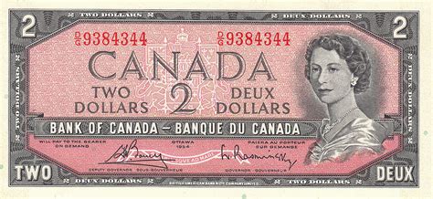 Canada 2 Dollars banknote 1954 Queen Elizabeth II|World Banknotes ...