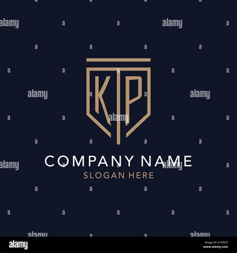 KP Initial Logo Monogram With Simple Luxury Shield Icon Design