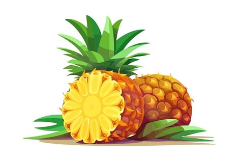 Coupe Transversale De Fruits Ananas Exotiques Avec Feuille Supérieure