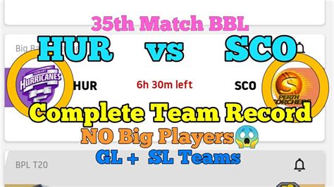 HUR Vs SCO Dream11 Team 35th Match SCO Vs HUR Dream Prediction YouTube