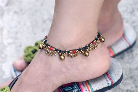 Coral Brass Beads Anklets Woven Anklet Lace Water Drop