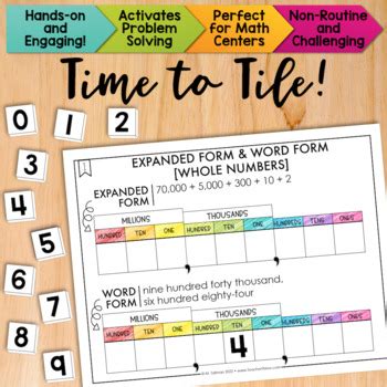 Expanded Form & Word Form [Whole Numbers] Math Center Math Tiles