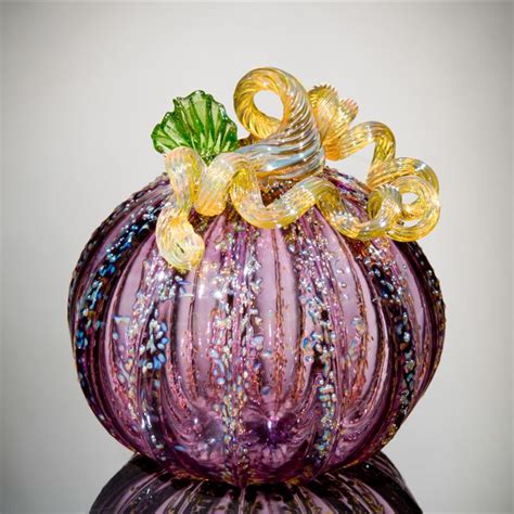 Purple Pumpkin Blown Glass Large Glass Pumpkin Fall Decor Etsy In