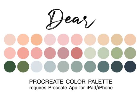 Dear Procreate Color Palette Graphic By Juliecampbelldesigns · Creative Fabrica