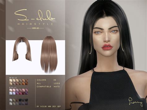 Mi Long Straight Hair Lorry By S Club Sims Hair Sims 4 Curly Hair