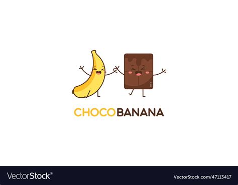 Chocolate Banana Logo With Funny Character Vector Image