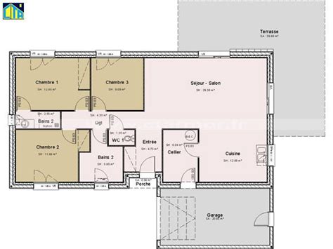 Plan Maison M Chambres Plain Pied Id Es De Travaux